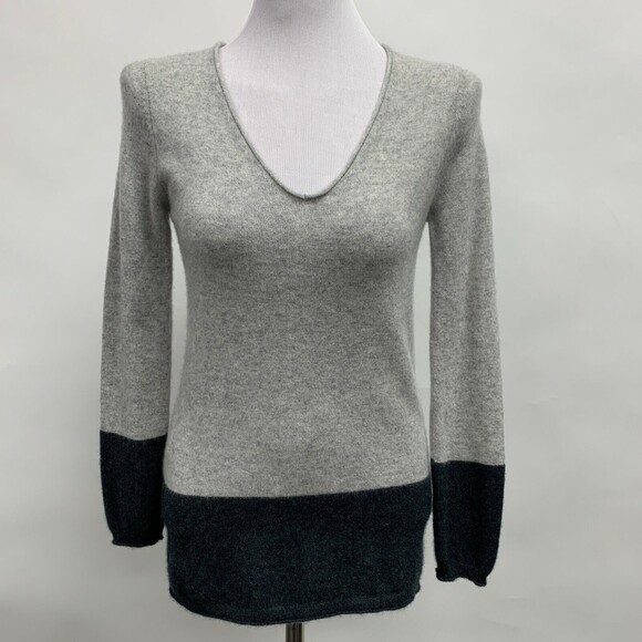 Premium Collection by Esmara Women's Sweater Small 4 6 Gray 100% Cashmere V-Neck - Picture 1 of 8